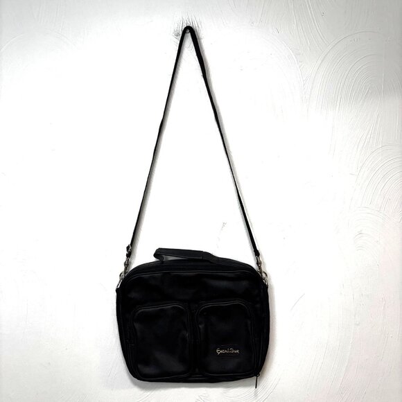 Excalibur Black Faux Leather Shoulder Laptop Bag Organizer Work Briefcase 13x10 - Picture 1 of 4